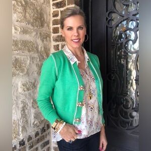 Cotton.CAbi Vibrant Green Cardigan Sweater